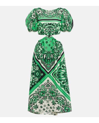 RED Valentino Bandana-print Cotton Midi Dress - Green