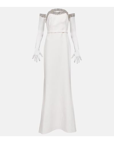 Safiyaa Bridal Embellished Crepe Gown - White