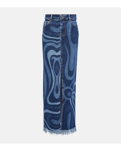 Emilio Pucci Gonna lunga Marmo in denim - Blu