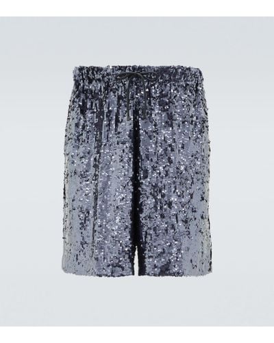 Dries Van Noten Shorts con paillettes - Blu