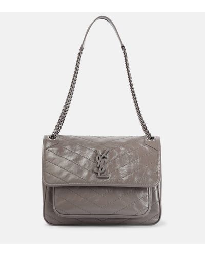 Saint Laurent Sac Niki Medium en cuir - Gris