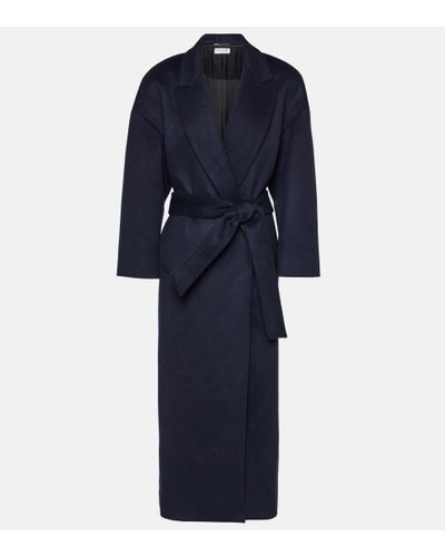 Saint Laurent Mantel aus Kaschmir und Wolle - Blau