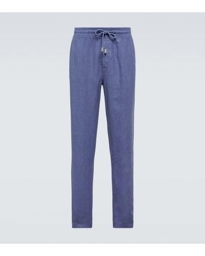 Vilebrequin Pantaloni regular Pacha in lino - Blu