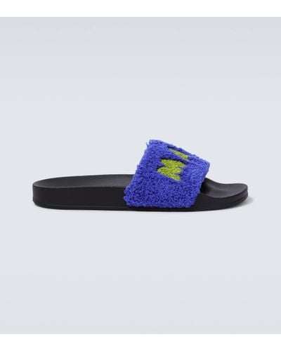 Marni Mules en jacquard a logo - Bleu