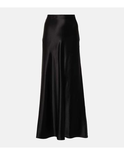 Saint Laurent Silk Satin Maxi Skirt - Black
