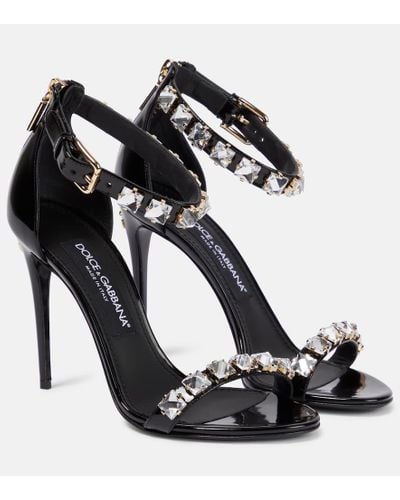 Dolce & Gabbana Verzierte Sandalen aus Lackleder - Schwarz