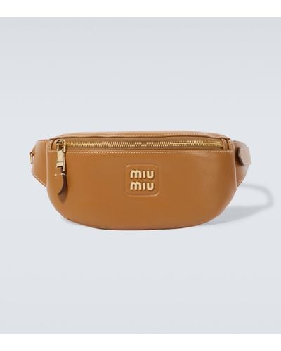 Miu Miu Logo Leather Belt Bag - Brown
