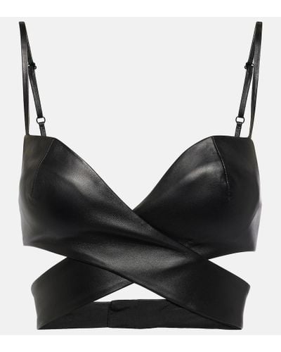 Monot Leather Crop Top - Black