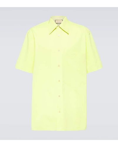 Gucci Oversize-Hemd aus Baumwollpopeline - Gelb