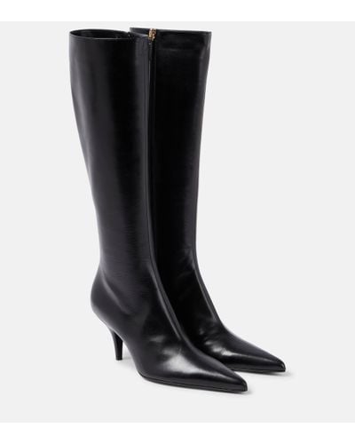 The Row Sling Leather Knee Boots - Black