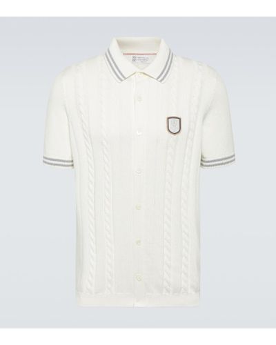 Brunello Cucinelli Polo in cotone a trecce - Bianco