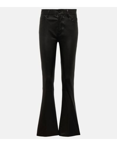 7 For All Mankind Bootcut Tailorless Leather Pants - Black