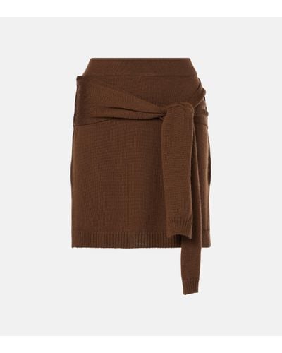 Lemaire Mini-jupe Trompe l'oil en laine melangee - Marron
