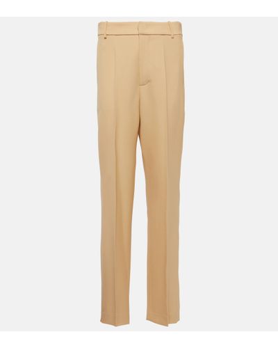 Tod's Virgin Wool Straight Trousers - Natural