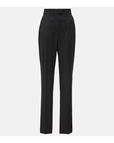 Alexander McQueen High-rise Wool Slim Trousers - Black