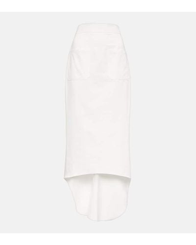 Prada Falda midi de algodon asimetrica - Blanco
