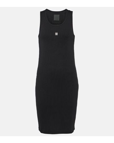 Givenchy 4g Ribbed-knit Cotton Minidress - Black