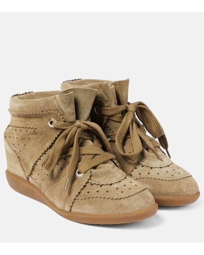 Isabel Marant Bobby Suede Wedge Trainers - Natural