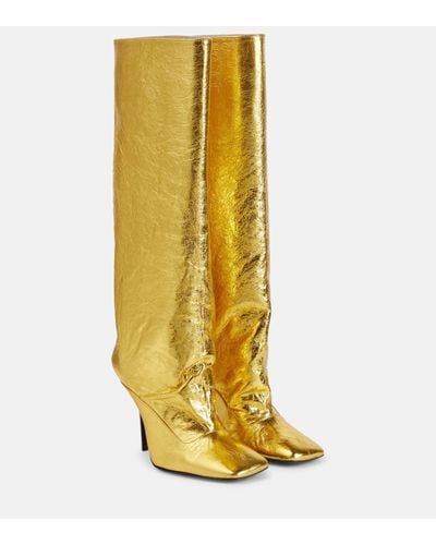 The Attico Sienna Crinkled Laminated Leather Knee-high Boots 105mm - Yellow