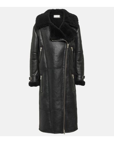 Saint Laurent Shearling Coat - Black