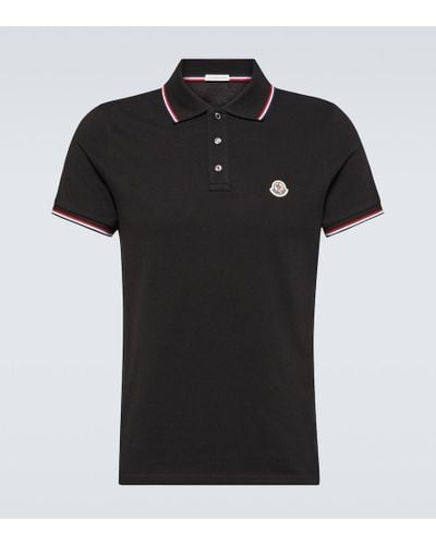 Moncler Logo-appliquéd Striped Cotton-piqué Polo Shirt - Black