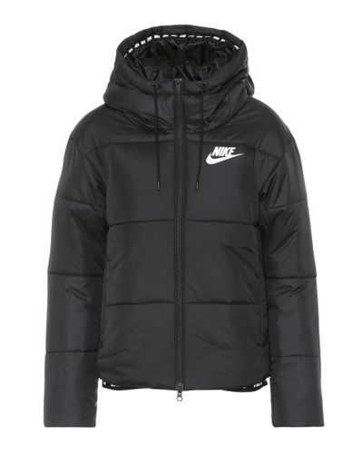 Nike Synthetic Hooded Puffer Jacket in Black | Lyst