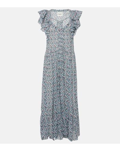 Isabel Marant Godralia Printed Cotton Midi Dress - Blue