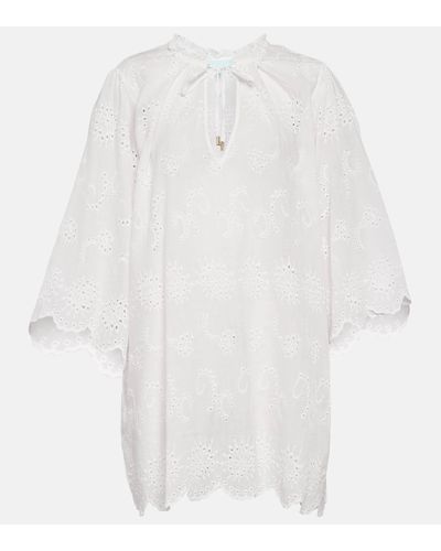 Melissa Odabash Lucy Embroidered Cotton Kaftan - White