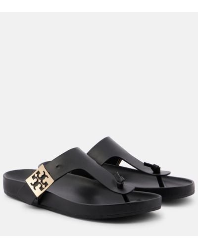 Tory Burch Mellow Leather Thong Sandals - Black