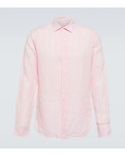 Orlebar Brown Hemd Giles aus Leinen - Pink