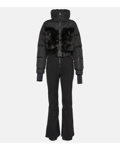 3 MONCLER GRENOBLE Faux Fur-trimmed Down Ski Suit - Black