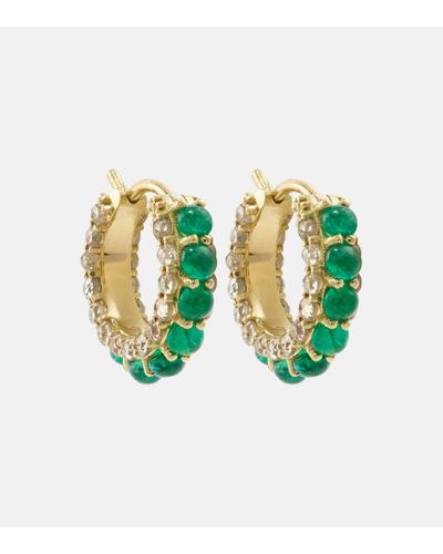 Ileana Makri Pendientes Streamflow de oro de 18 ct con esmeraldas y diamantes - Verde