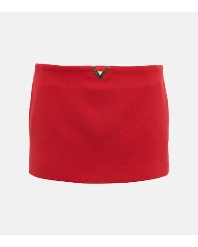 Valentino Falda pantalon VLogo en mezcla de lana - Rojo