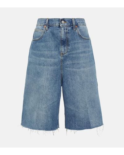 Gucci Crystal-embellished Denim Shorts - Blue