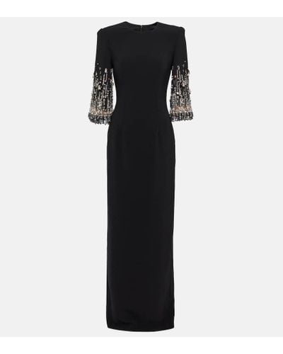 Jenny Packham Bergman Embellished Crepe Gown - Black