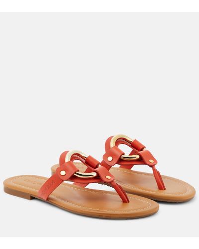 See By Chloé Hana Leather Thong Sandals - Pink