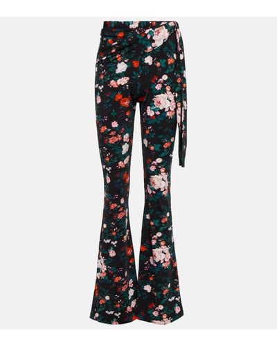 Rabanne Floral High-rise Straight Trousers - Black