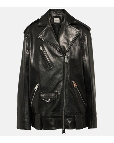 Khaite Hanson Oversized Leather Biker Jacket - Black