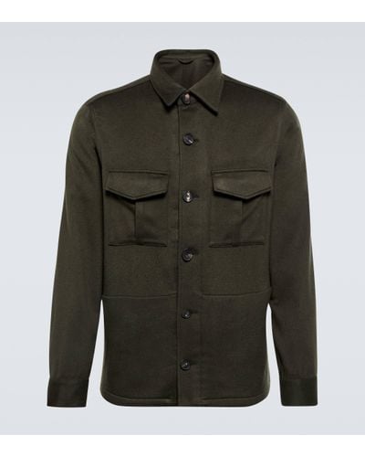 Thom Sweeney Cashmere Flannel Overshirt - Green