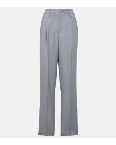 Brunello Cucinelli High-rise Straight Trousers - Grey