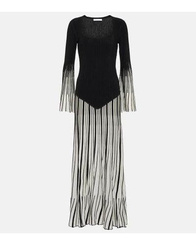 Chloé Pleated Knitted Maxi Dress - Black