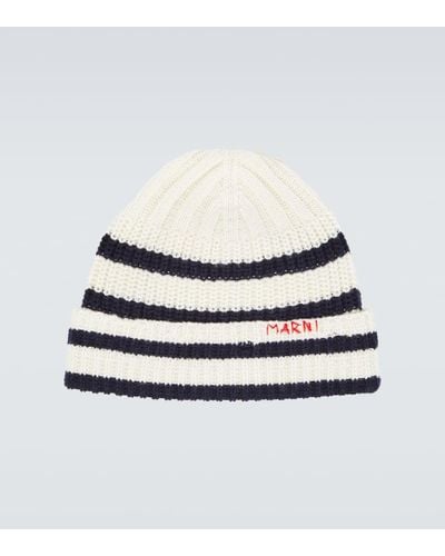 Marni Gorro de lana a rayas - Blanco