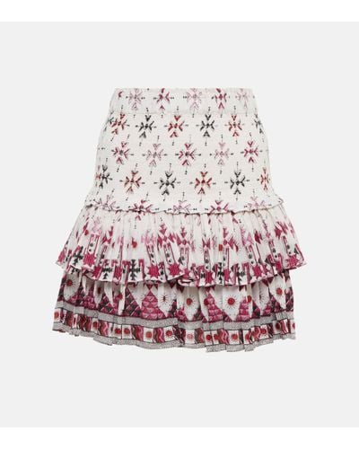 Isabel Marant Naomi Printed Smocked Cotton Miniskirt - Red