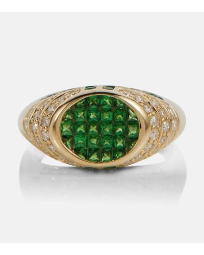 Rainbow K Anello Lady Emerald in oro 14kt con smeraldi e diamanti - Verde