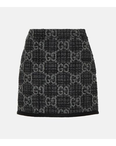 Gucci Mini-jupe GG en tweed de laine et coton - Noir
