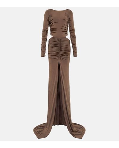GIUSEPPE DI MORABITO Ruched Cut Out Gown - Brown