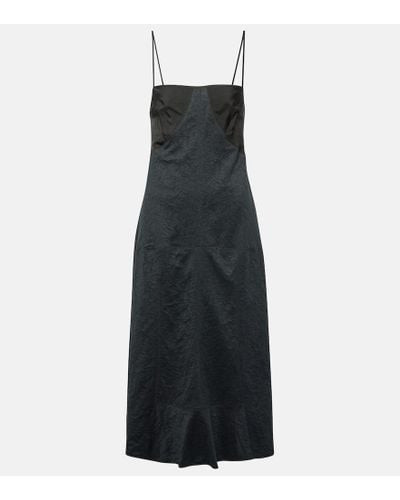 Jil Sander Lace-trimmed Cotton-blend Midi Dress - Black