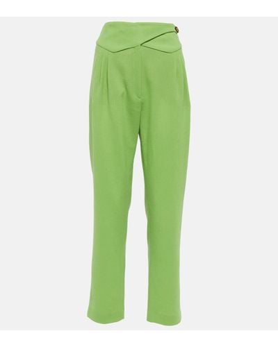 Blazé Milano Pantalon droit a taille haute en laine - Vert