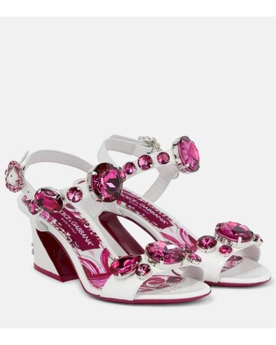 Dolce & Gabbana Verzierte Sandalen aus Leder - Pink