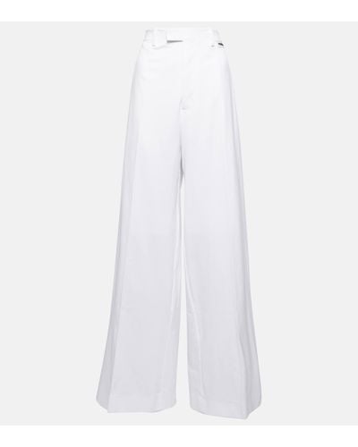 Vetements Pantalon a taille haute en coton - Blanc